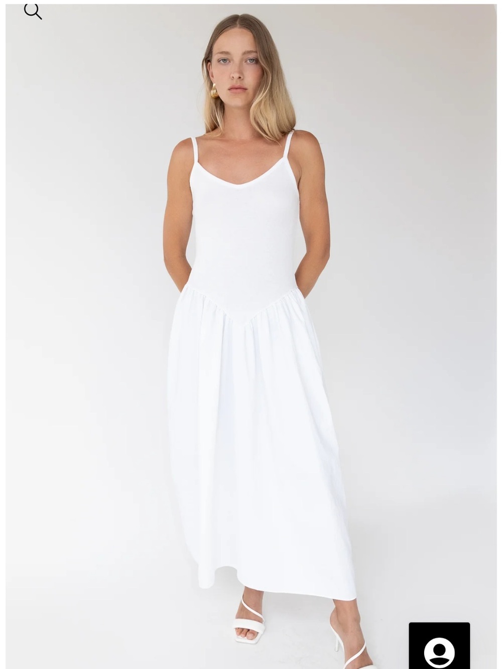 OAK + FORT White Backless Spaghetti-Strap Maxi Dress